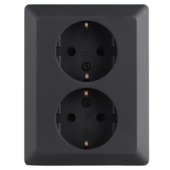 GAMMA Denali Dubbel Geaard Stopcontact Mat Zwart