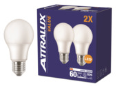Attralux LED E27 60W 3000K frosted 2 stuks