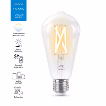 WiZ Connected LED edison E27 60W filament helder koel tot warmwit licht dimbaar