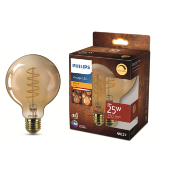 Philips LED globe E27 25W filament goud spiraal dimbaar