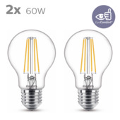 Philips LED peer E27 60W 2 stuks filament helder niet dimbaar