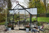 Tuinkas Royal Well Garden Room zwart gecoat met 3mm veiligheidsglas