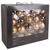 Kerstballen mix glas 42 stuks naturel/bruin