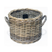 Parasolvoet Rotan rond grijs