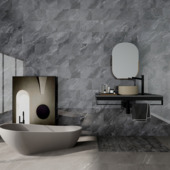 Wandtegel kunststof Allora 30,5x61 cm grijs marmer glans, dikte 5mm  1,116 m²