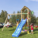 Speeltoestel Jungle Gym Cocoon grenen geïmpregneerd met glijbaan blauw en 2-schommel module