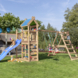 Speeltoestel Jungle Gym Nomad douglas met glijbaan blauw en 2-klimrek module