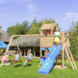 Speeltoestel Jungle Gym Resort douglas met glijbaan blauw en 2-schommel module