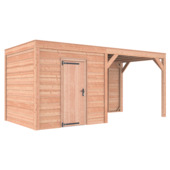 Tuinhuis met overkapping Douglas hout Zweeds rabat onbehandeld 545 x 255 cm