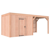 Tuinhuis met overkapping Douglas hout onbehandeld 595 x 255 cm