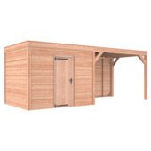 Tuinhuis met overkapping Douglas hout Zweeds rabat onbehandeld 645 x 255 cm