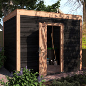 Tuinhuis Douglas hout Zweets rabat onbehandeld zwart 305 x 255 cm