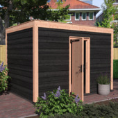 Tuinhuis Douglas hout Zweets rabat onbehandeld zwart 355 x 255 cm