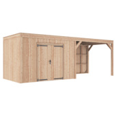 Tuinhuis met overkapping Douglas hout onbehandeld 695 x 255 cm