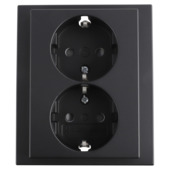 Busch-Jaeger Future Linear dubbel geaard stopcontact zwart