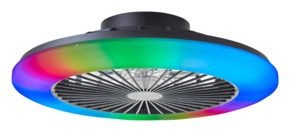 Brilliant plafondventilator Salerno met lamp en RGB functie 40W zwart