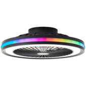 Brilliant plafondventilator Palermo met lamp en RGB functie 40W zwart