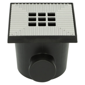 Ultradrain afvoerput met grijs rooster 20,2 x 20,2 x 21,3 cm