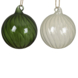 Kerstbal glas groen wit swirl per stuk