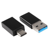 Q-Link adapter 1x USB-C/A en 1x USB-A/C zwart