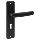 OK deurkruk set Blok recht schild sleutelgat 56 mm zwart aluminium