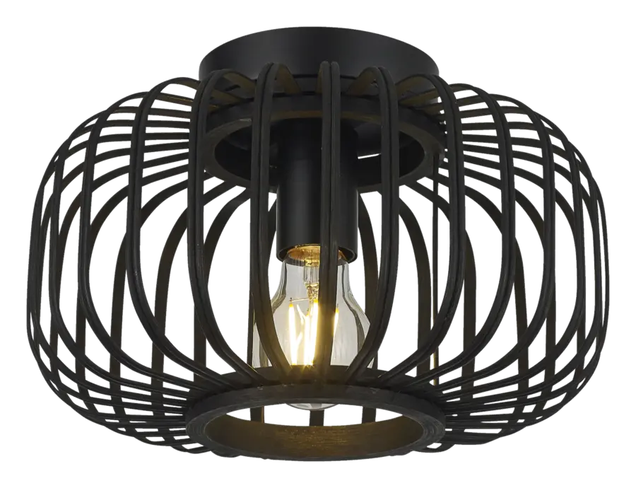 GAMMA Plafondlamp Joy bamboe zwart Ø28cm