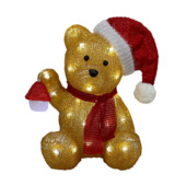 Christmas Goods kerstdecoratie kerstbeer acryl figuur met verlichting 31 x 20 cm