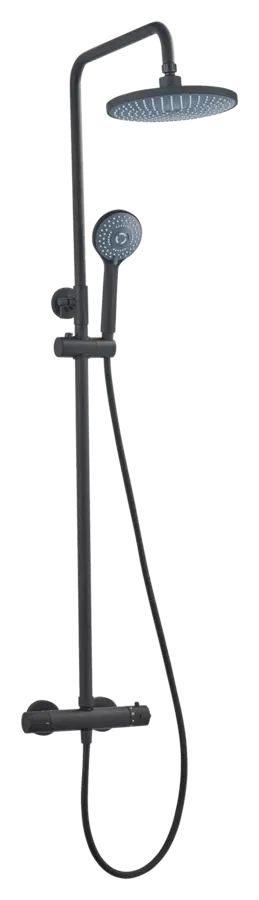 Atlantic regendoucheset Asher met handdouche 3 standen thermostaatkraan zwart - hartafstand kraan 12 cm