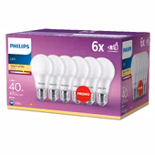 Philips LED peer E27 40W 6 stuks mat niet dimbaar