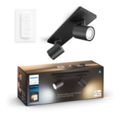 Philips Hue opbouwspot Runner zwart - warm tot koelwit licht 4.2W - 2 spots met dimmer switch