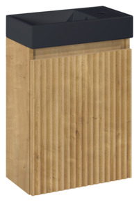 Atlantic Toiletmeubel Amari natuur eik met zwarte wastafel