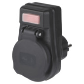 Doorvoerstekker Randaarde met Verlichte Schakelaar Spatwaterdicht IP44 Zwart