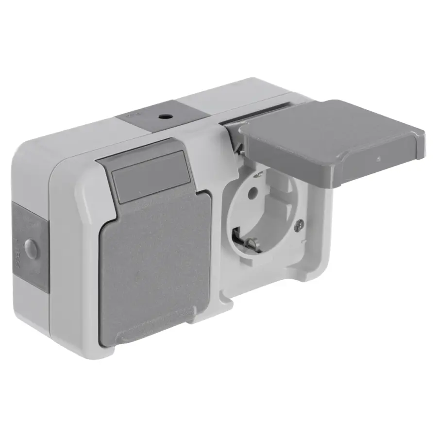 Schneider Electric Aquastar spatwaterdicht geaard stopcontact dubbel horizontaal