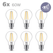 Philips LED peer E27 60W 6 stuks filament helder niet dimbaar