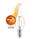 Philips LED kaars benttip E14 40W filament helder warmglow dimbaar