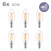 Philips LED kaars E14 40W 6 stuks filament helder niet dimbaar