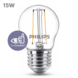 Philips LED kogel E27 15W filament helder niet dimbaar