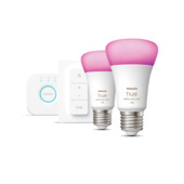 Philips Hue starterkit - wit en gekleurd 11W - 2 lampen met dimmer switch - E27