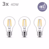 Philips LED peer E27 40W 3 stuks filament helder niet dimbaar