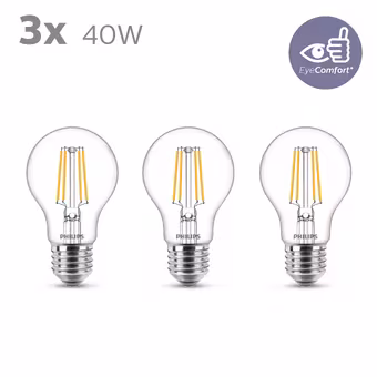 Philips LED peer E27 40W 3 stuks filament helder niet dimbaar