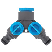 GAMMA sproeiaccessoires kraanstuk kunststof 2--delig 1 inch 3/4 inch grijs met blauw