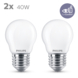 Philips LED kogel E27 40W 2 stuks mat niet dimbaar