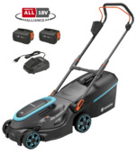 Gamma Gardena 2x18V grasmaaier Powermax P4A 37cm incl. twee 4.0Ah accu's + lader aanbieding
