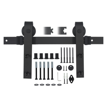 Schuifdeursysteem Industrieel Mat Zwart Complete Set Met Hangrollen 
