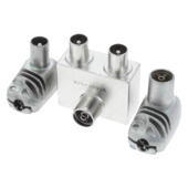 Q-Link coax splitter tv 2 male/female haaks kabelkeur