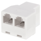 Q-Link telefoon split module RJ11 4 polig 1 female/2female wit