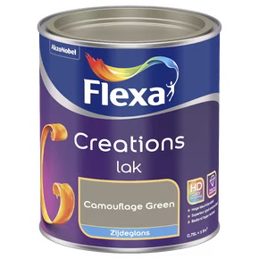 Flexa Creations binnenlak zijdeglans camouflage green 750 ml