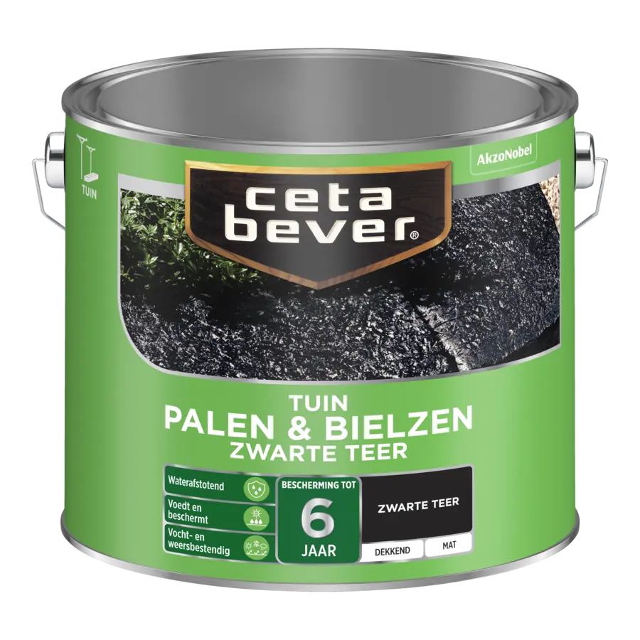 CetaBever zwarte teer Palen & Bielzen zijdeglans dekkend 2,5 liter