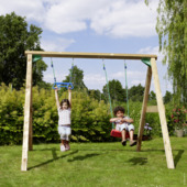 Speeltoestel Jungle Gym met dubbele schommel van grenenhout