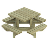 Kinder picknicktafel Julia grenen hout 120 x 120 x 64 cm